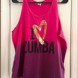 Zumba Love Tank Top - ombré pink/purple, size Large